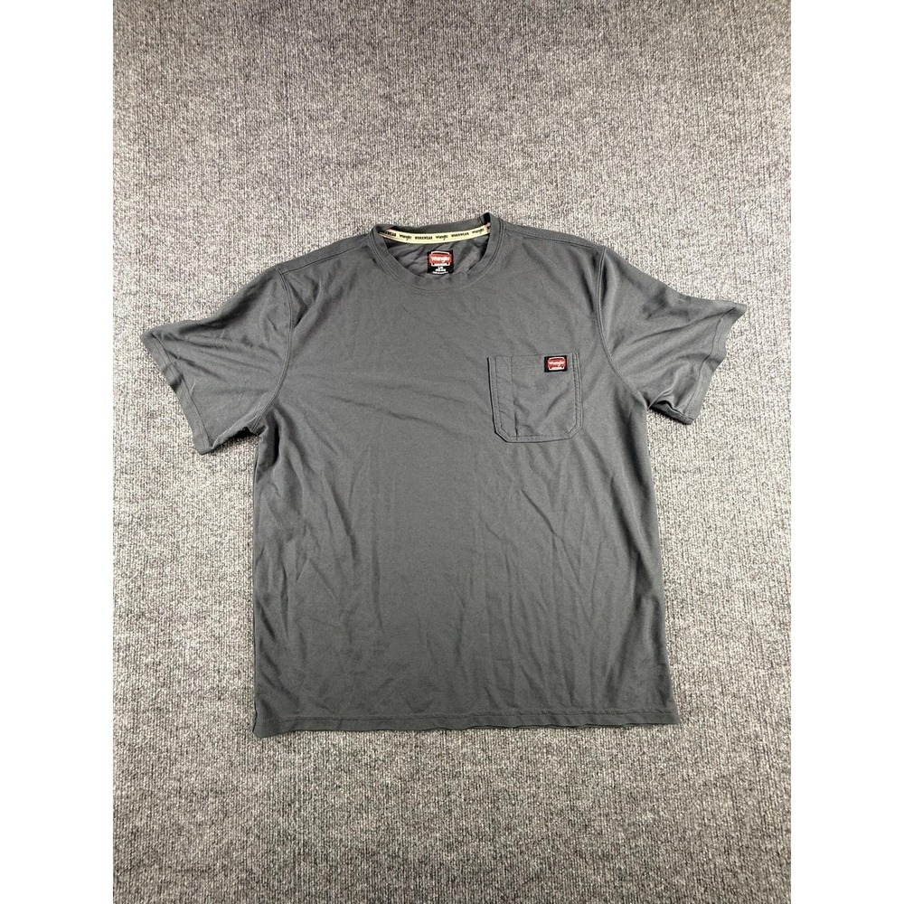 Wrangler Shirt Mens Large Gray Workwear Pocket Polyester T-Shirt Tee Crewneck